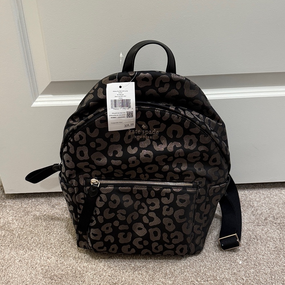 Kate Spade Black/grey glittery Animal Print Backpack